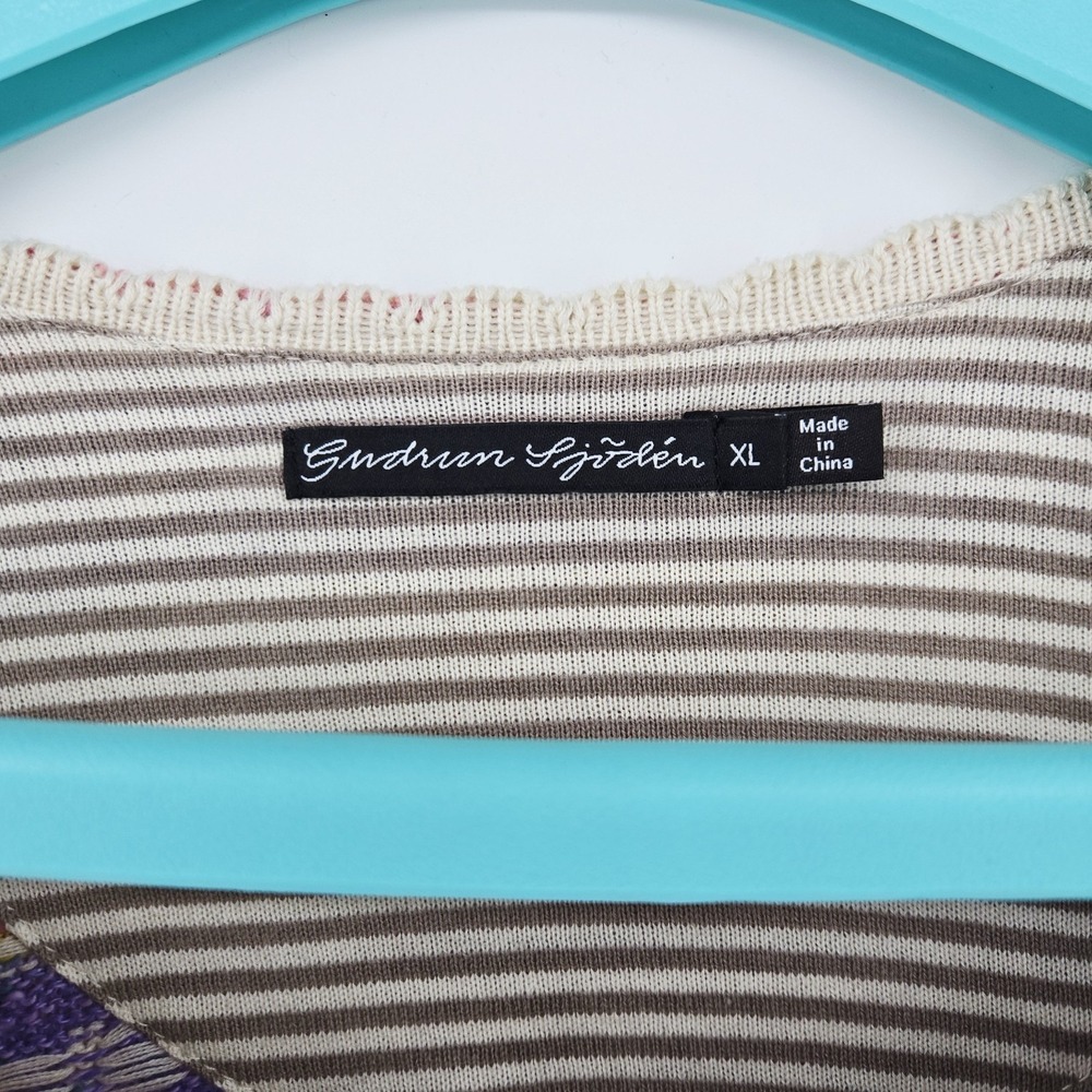 Gudrun Sjoden Floral OrganicCotton Blend Cardigan Sweater Women's‎ size XL - Picture 2 of 7